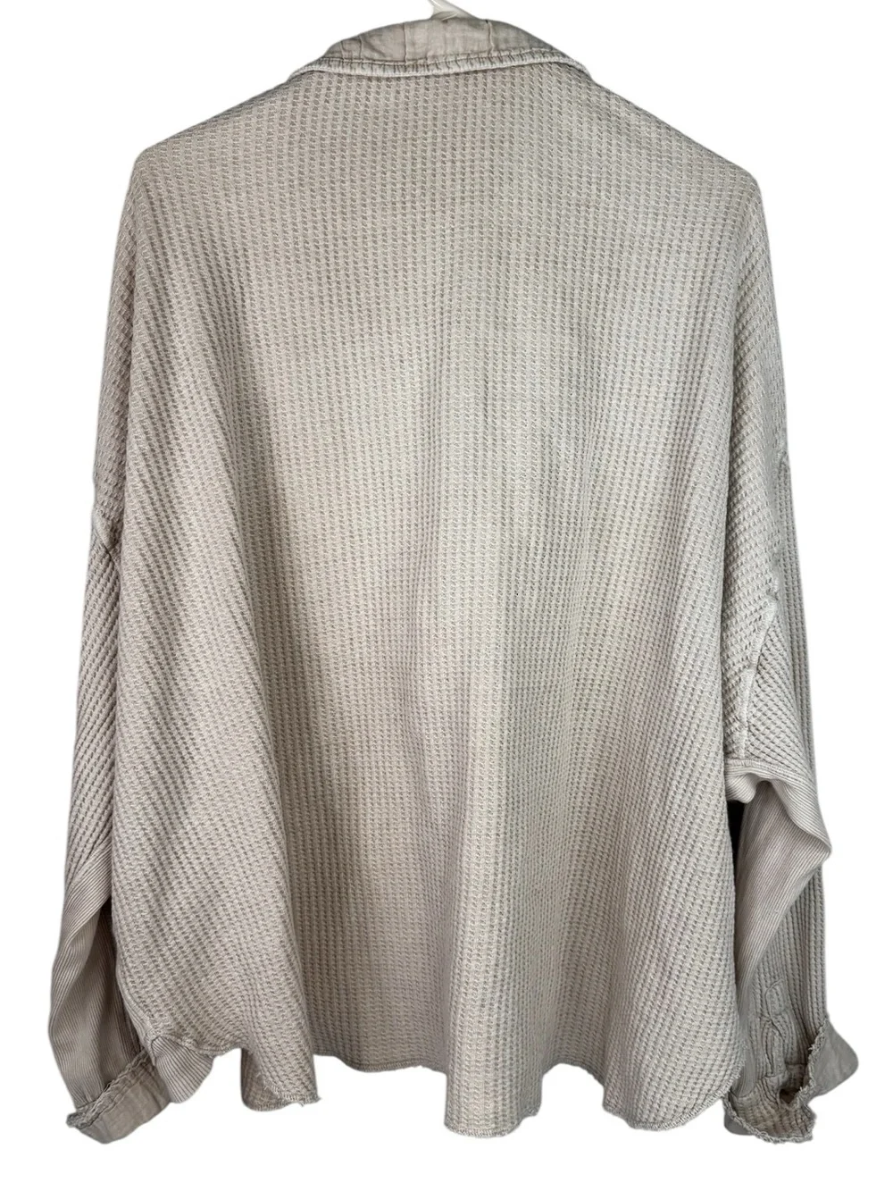 Free People FP One Scout Waffle Knit Oversized Shacket Shirt Jacket Sand Tan